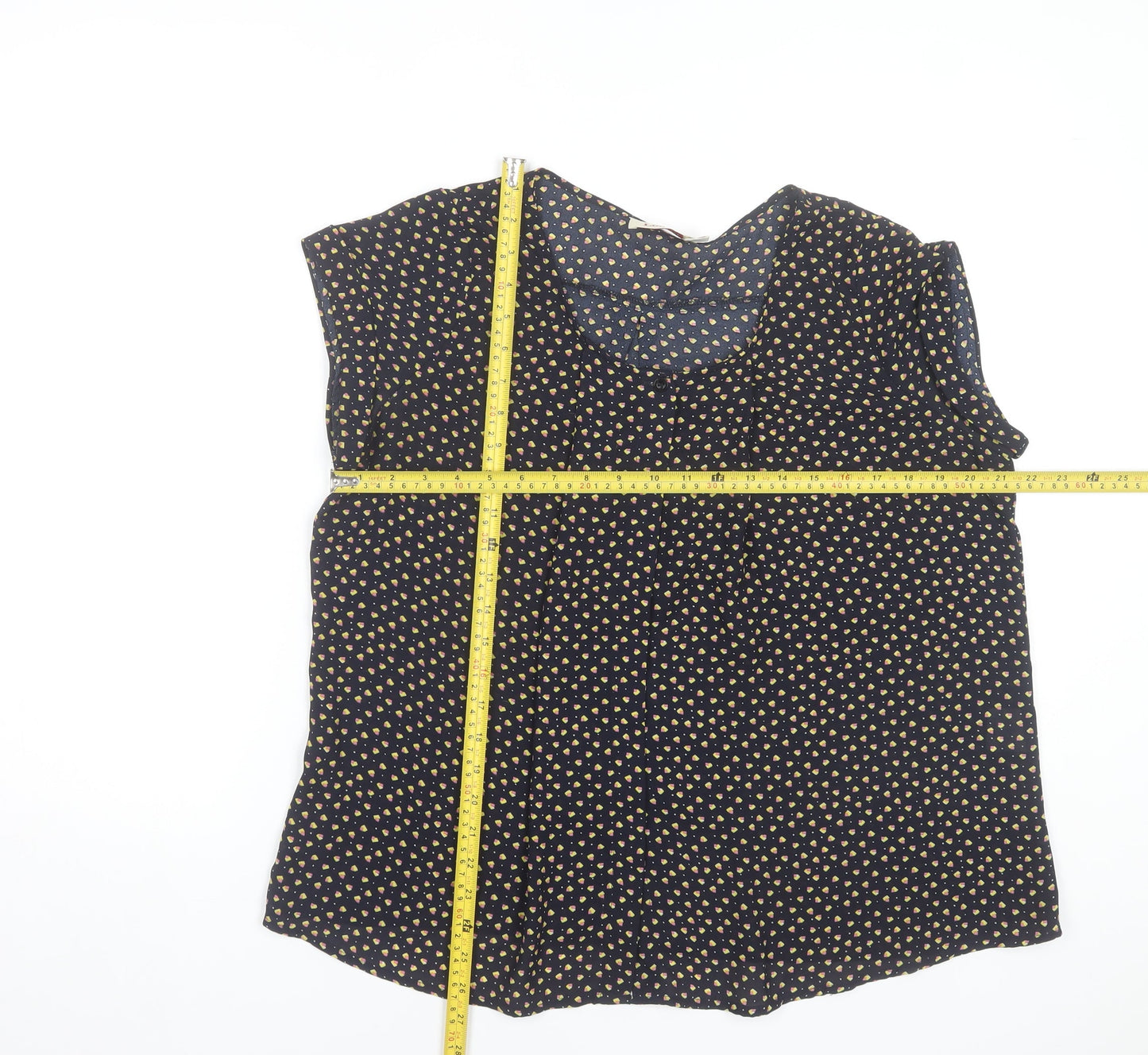 Louche Womens Blue Polka Dot Blouse Size 14 Sleeveless Casual Top