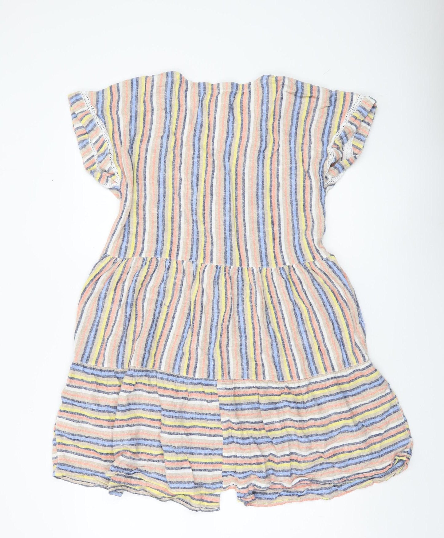 Next Women Multicoloured Striped Shirt Dress Size 14 Short Sleeve Summer