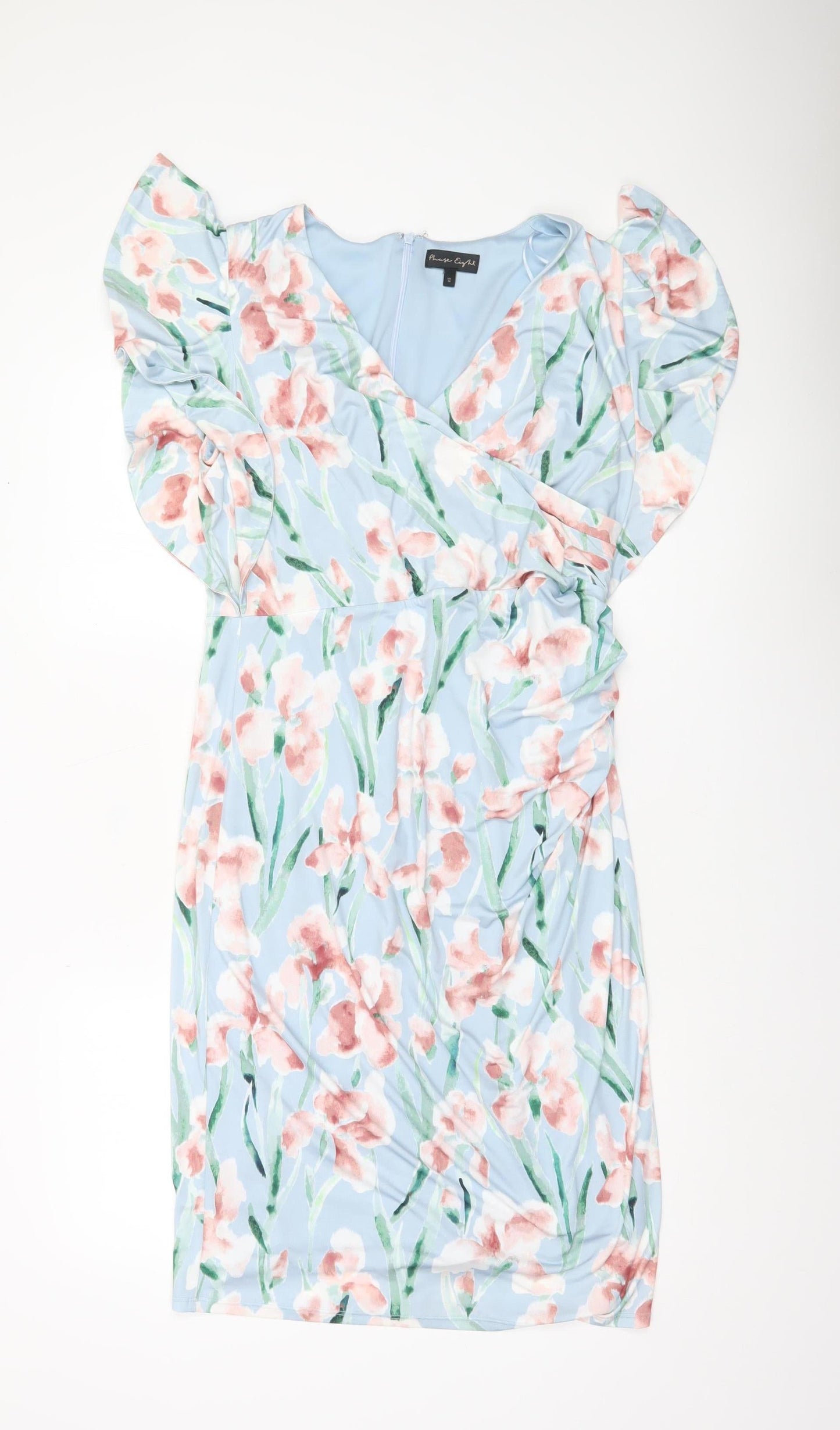 Phase Eight Women's Blue Floral Sheath Dress UK 14 Wedding Party