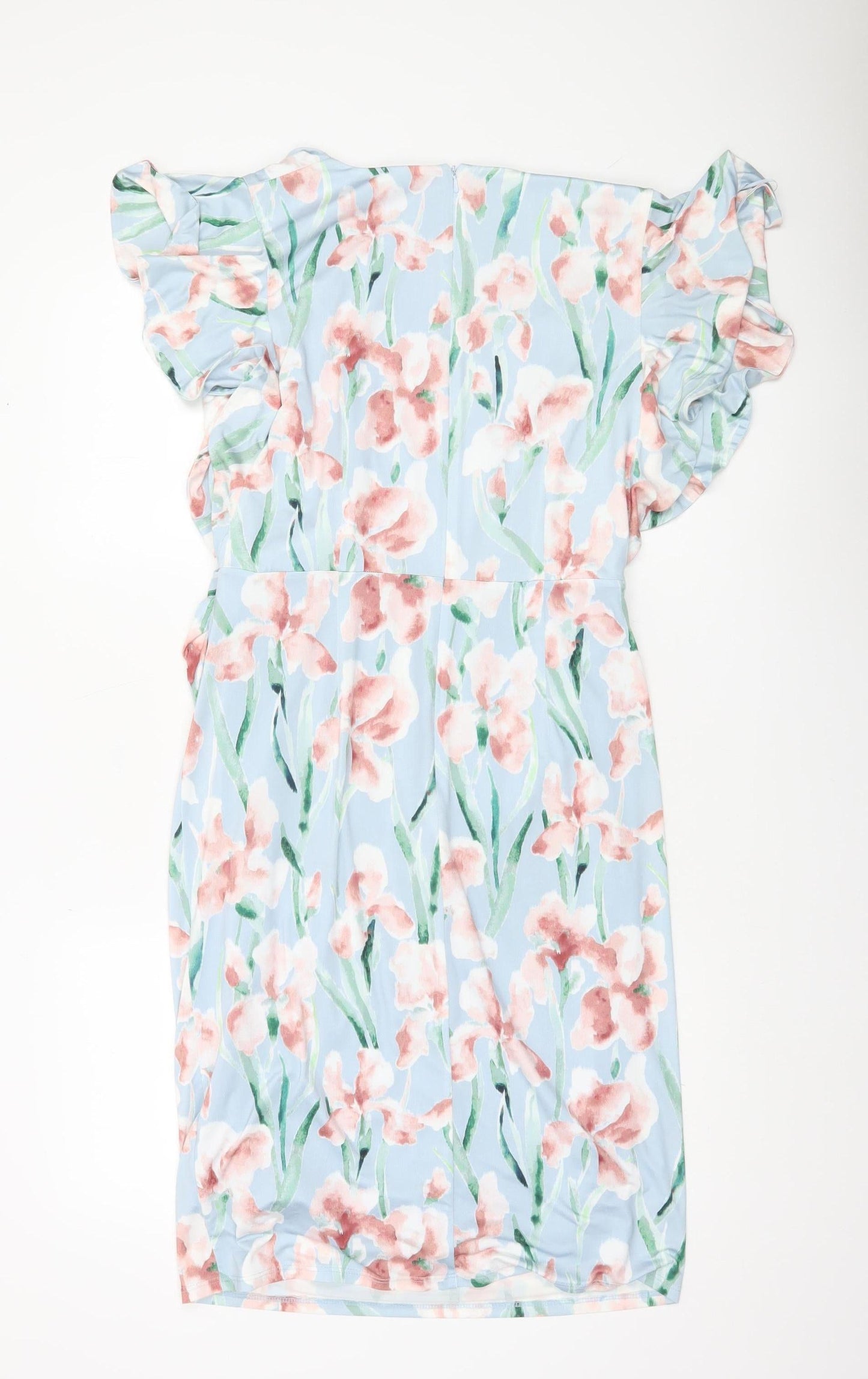 Phase Eight Women's Blue Floral Sheath Dress UK 14 Wedding Party
