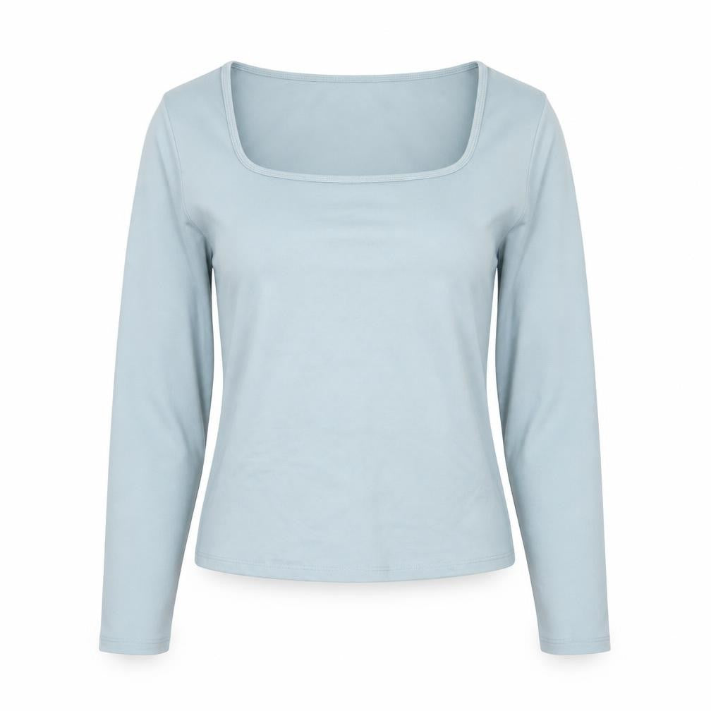 Hollister Womens Blue Slim Cropped Long Sleeve Square Neck Top M