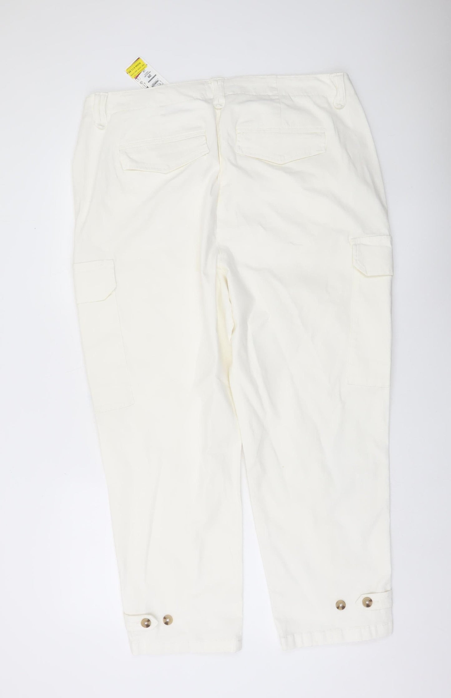 Marks and Spencer Women's White Cargo Trousers Size 20 Regular