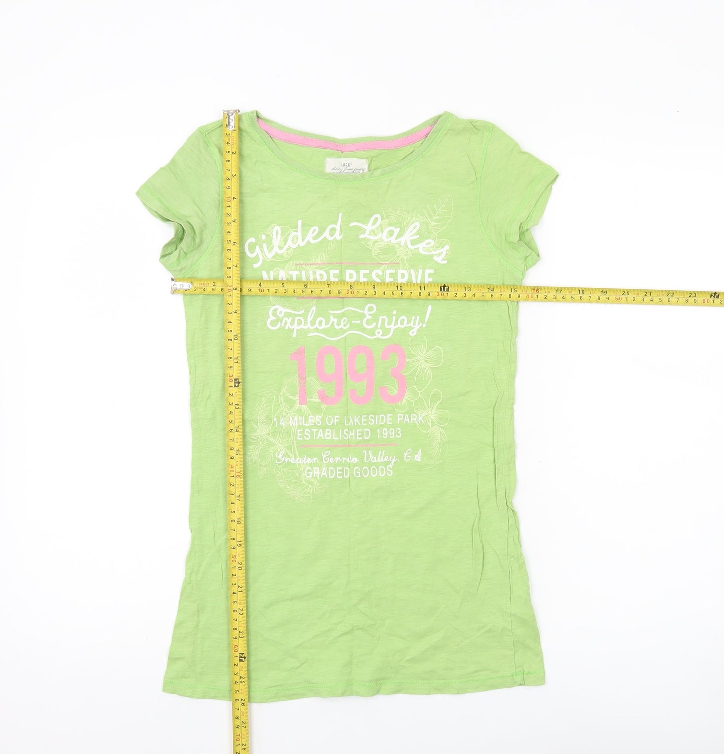 H&M Girls Green Graphic Print Cotton T-Shirt - Age 11 Years