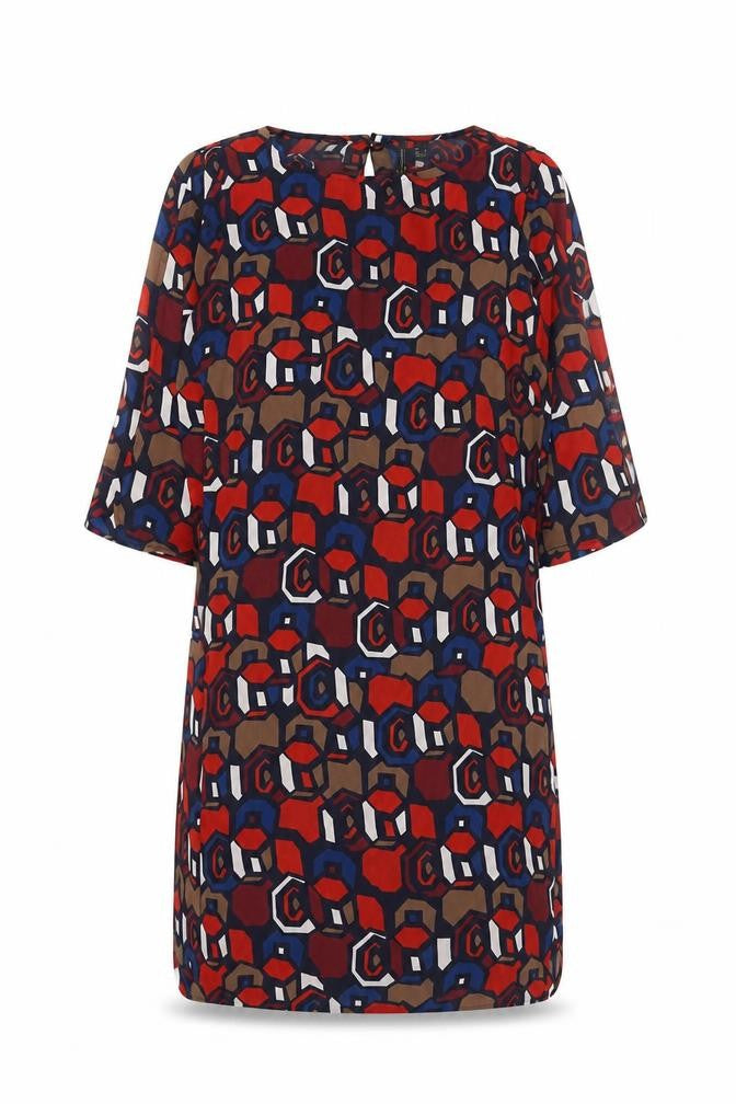 Mango Collection Women’s Multicoloured Geometric Shift Dress Size 12