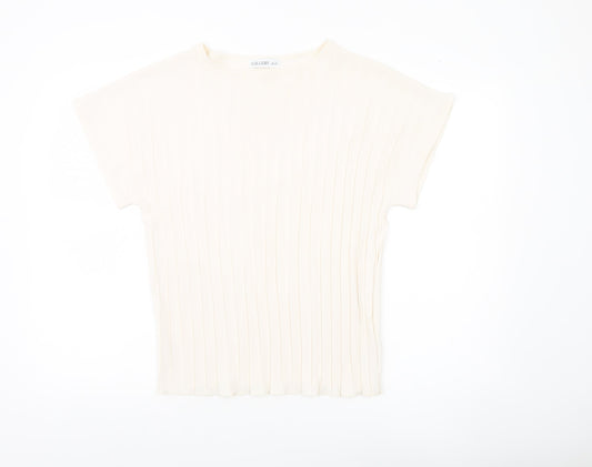 Gallery Womens Ivory XS Boat Neck Short Sleeve Basic Top