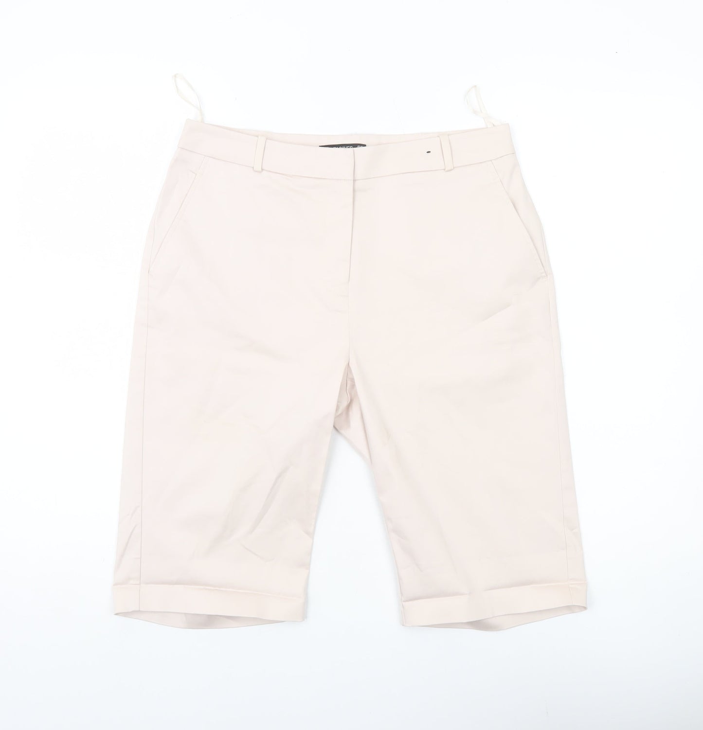 Dunnes Women Beige Bermuda Shorts Size 10 Cotton Blend Stretch Casual
