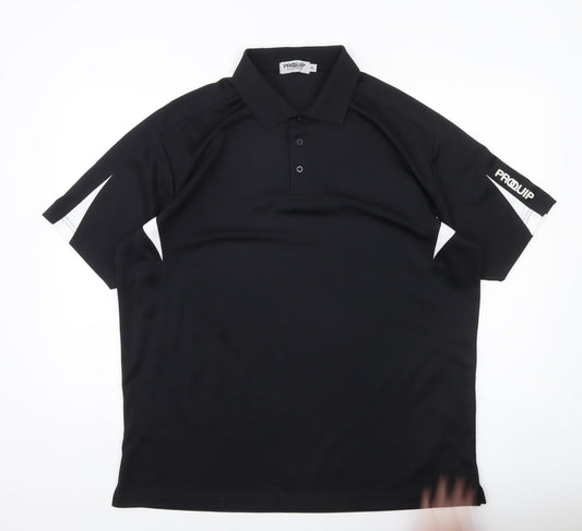 Proquip Men’s Black XL Golf Polo Shirt Lightweight Polyester