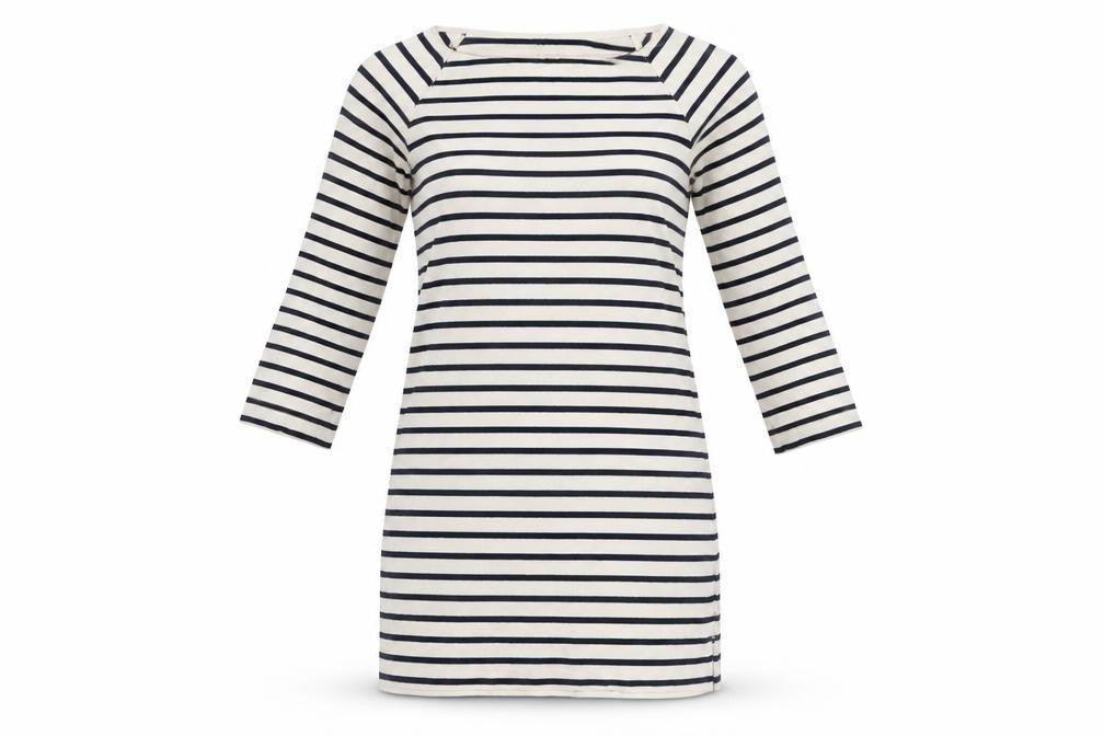 Gap Women’s White Black Striped Shift Dress M Cotton 3/4 Sleeve