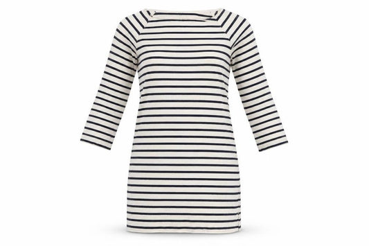 GAP Women’s White Black Striped Shift Dress M Cotton 3/4 Sleeve