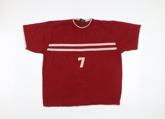 CS Active Men’s Red XL Sports Striped Cotton T-Shirt