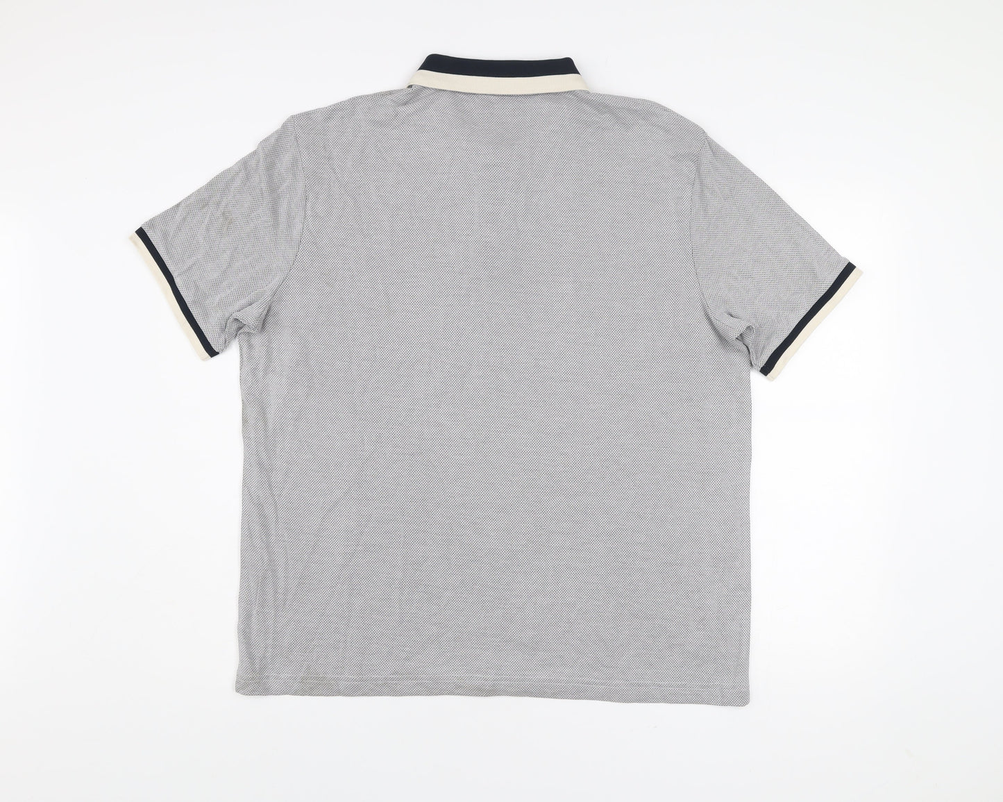 Marks and Spencer Men's Grey Geometric Polo Shirt XL Short Sleeve