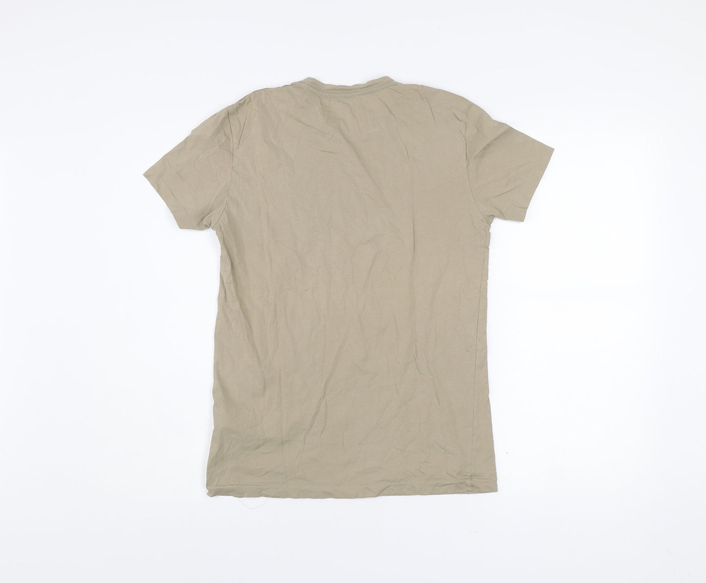AllSaints Men's Beige XS Slim Fit Cotton Crew Neck T-Shirt