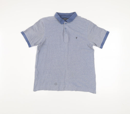 Farah Jeans Men's Blue Medium Polo Shirt Short Sleeve Cotton