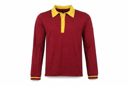 AS Roma Men Red Cotton Long Sleeve Collared Football Shirt M