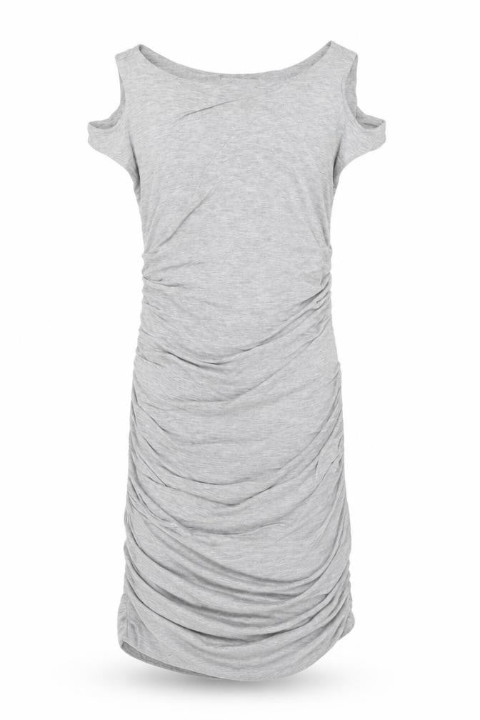 Bailey/44 Womens Grey XS Bodycon Ruched Jersey Scoop Neck Dress
