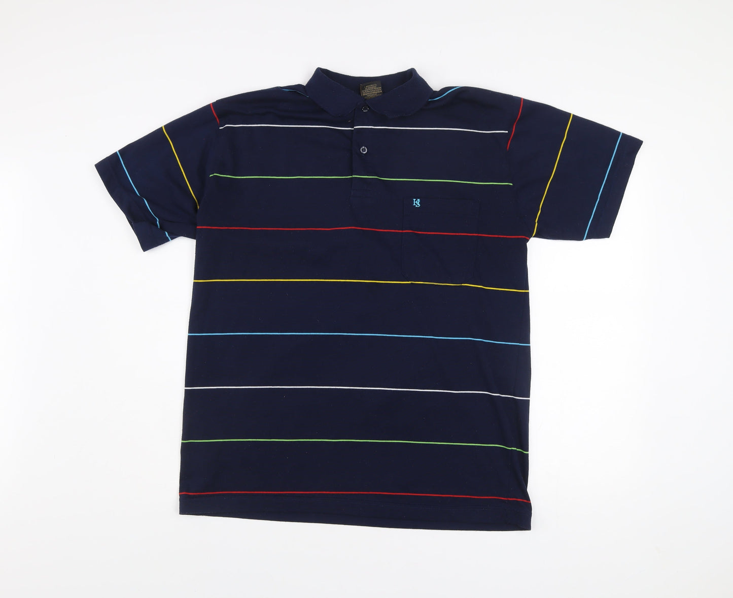 Hugo Samuel Men’s Blue Striped Cotton Polo Shirt XL