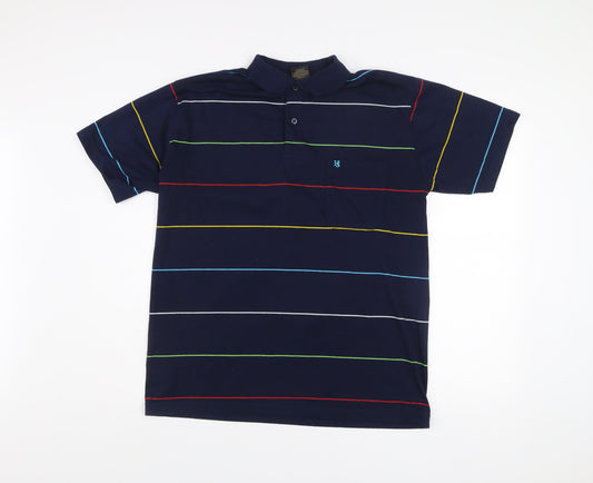 Hugo Samuel Men’s Blue Striped Cotton Polo Shirt XL