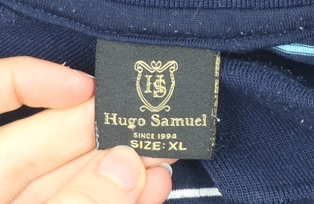 Hugo Samuel Men’s Blue Striped Cotton Polo Shirt XL