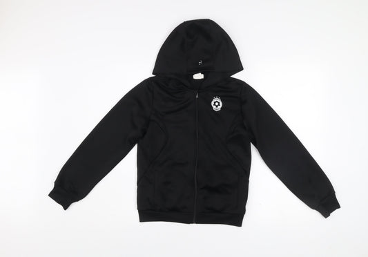 H&M Boys Black 11-12 Years Track Jacket Hooded Full Zip Sport Activewear