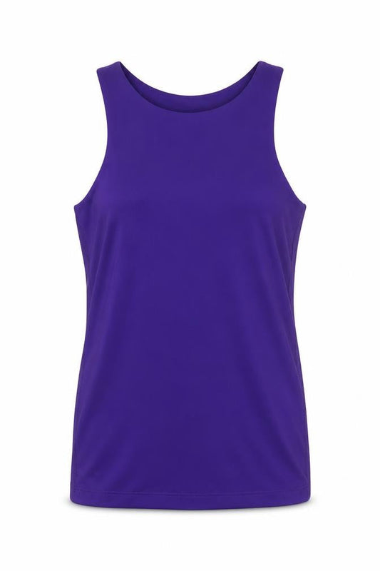 Front view of Dunnes women’s purple xs racerback tank top athletic fit