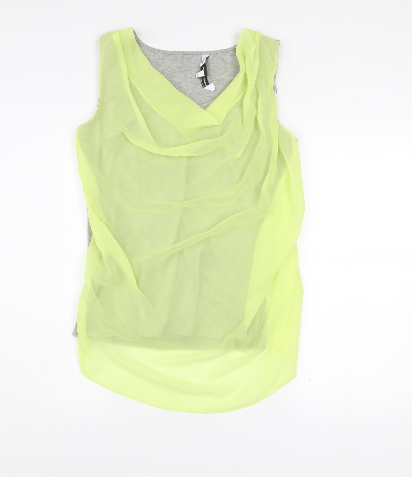 Jonathan Saunders Womens Grey Yellow Cowl Neck Sleeveless Blouse Size 14
