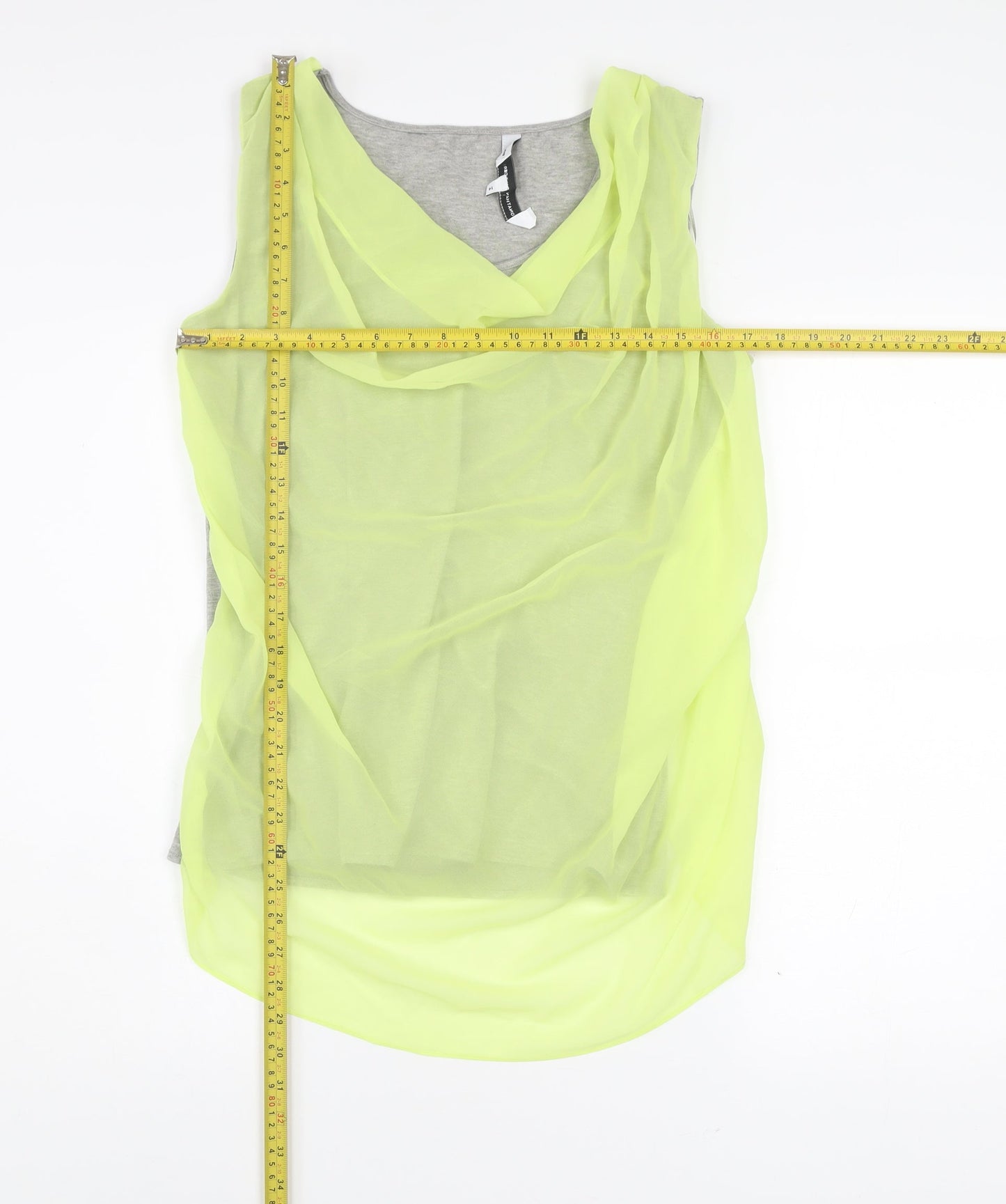 Jonathan Saunders Womens Grey Yellow Cowl Neck Sleeveless Blouse Size 14