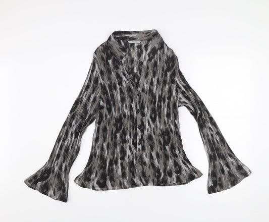 Marks and Spencer Womens Grey Animal Print Blouse UK 18 Long Sleeve Tunic