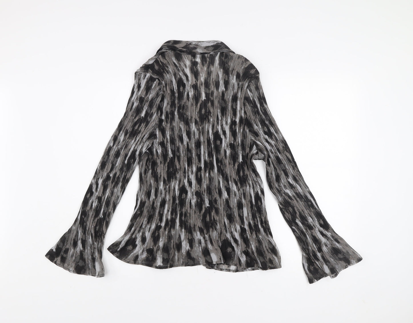 Marks and Spencer Womens Grey Animal Print Blouse UK 18 Long Sleeve Tunic