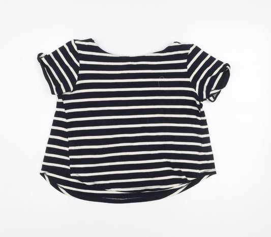 Zara Women’s Black White Striped Scoop Neck T-Shirt Size S