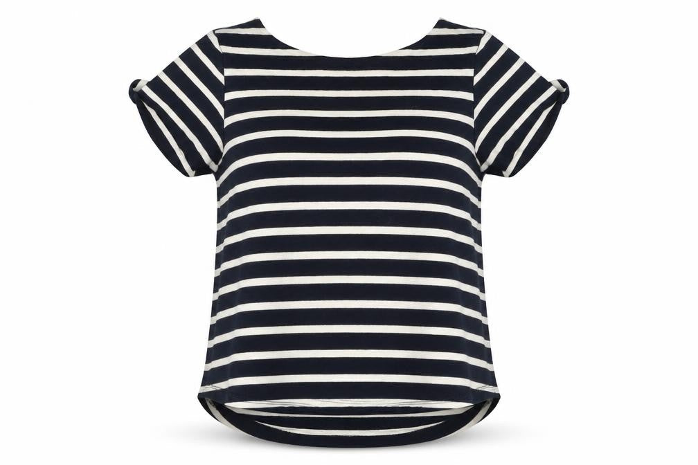 Zara Women’s Black White Striped Scoop Neck T-Shirt Size S