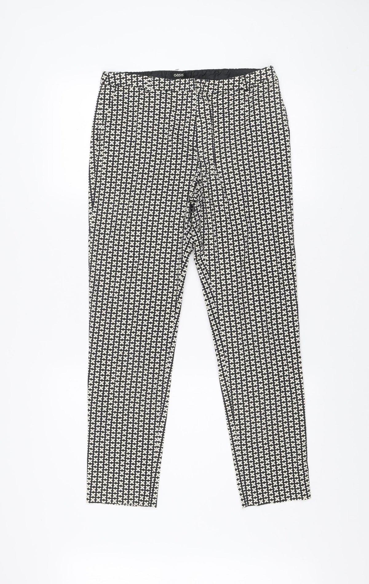 Oasis Women’s Black Geometric Slim Trousers Size 10
