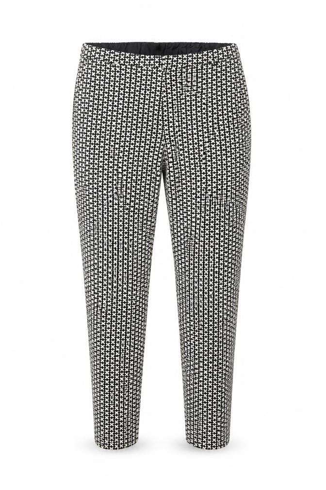 Oasis Women’s Black Geometric Slim Trousers Size 10