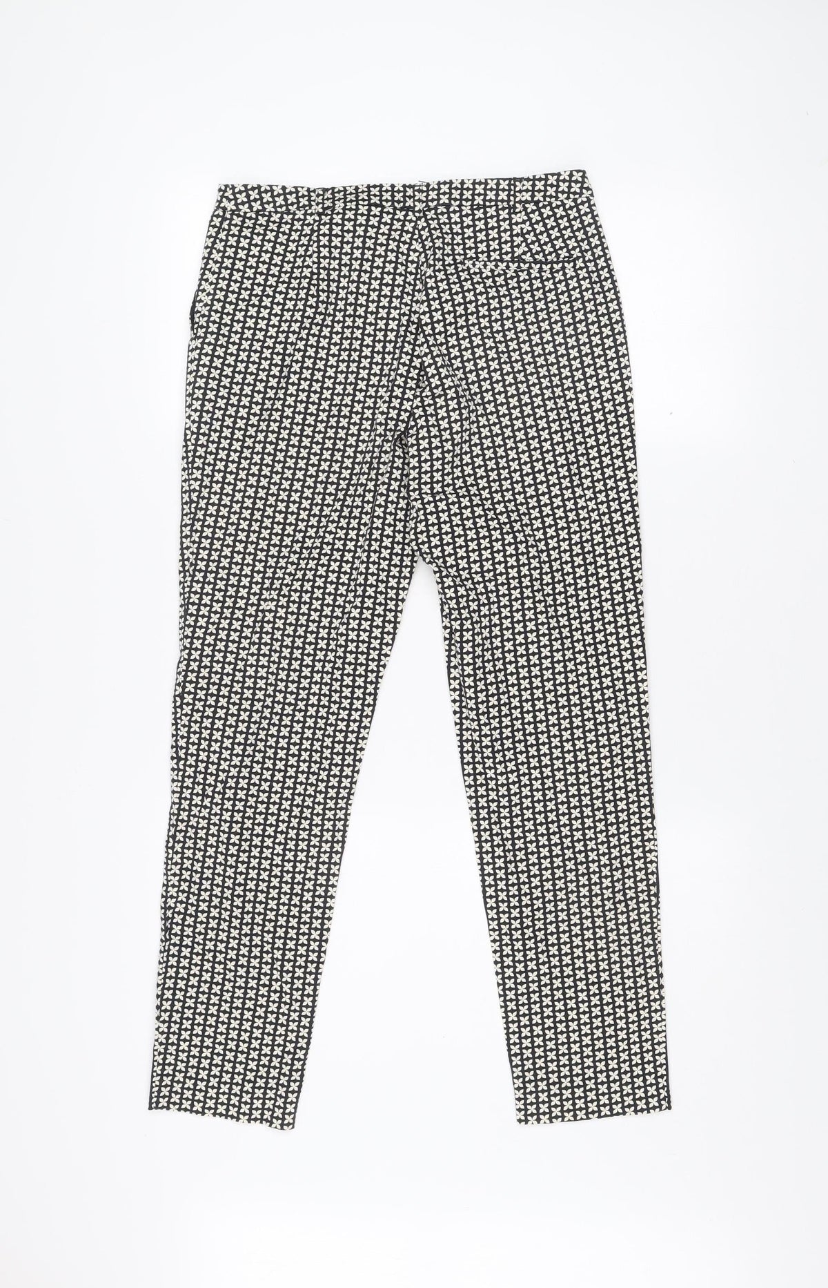 Oasis Women’s Black Geometric Slim Trousers Size 10