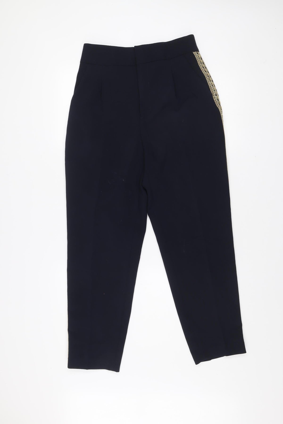 Zara Basic Women’s Blue Embroidered Slim Trousers Size 12