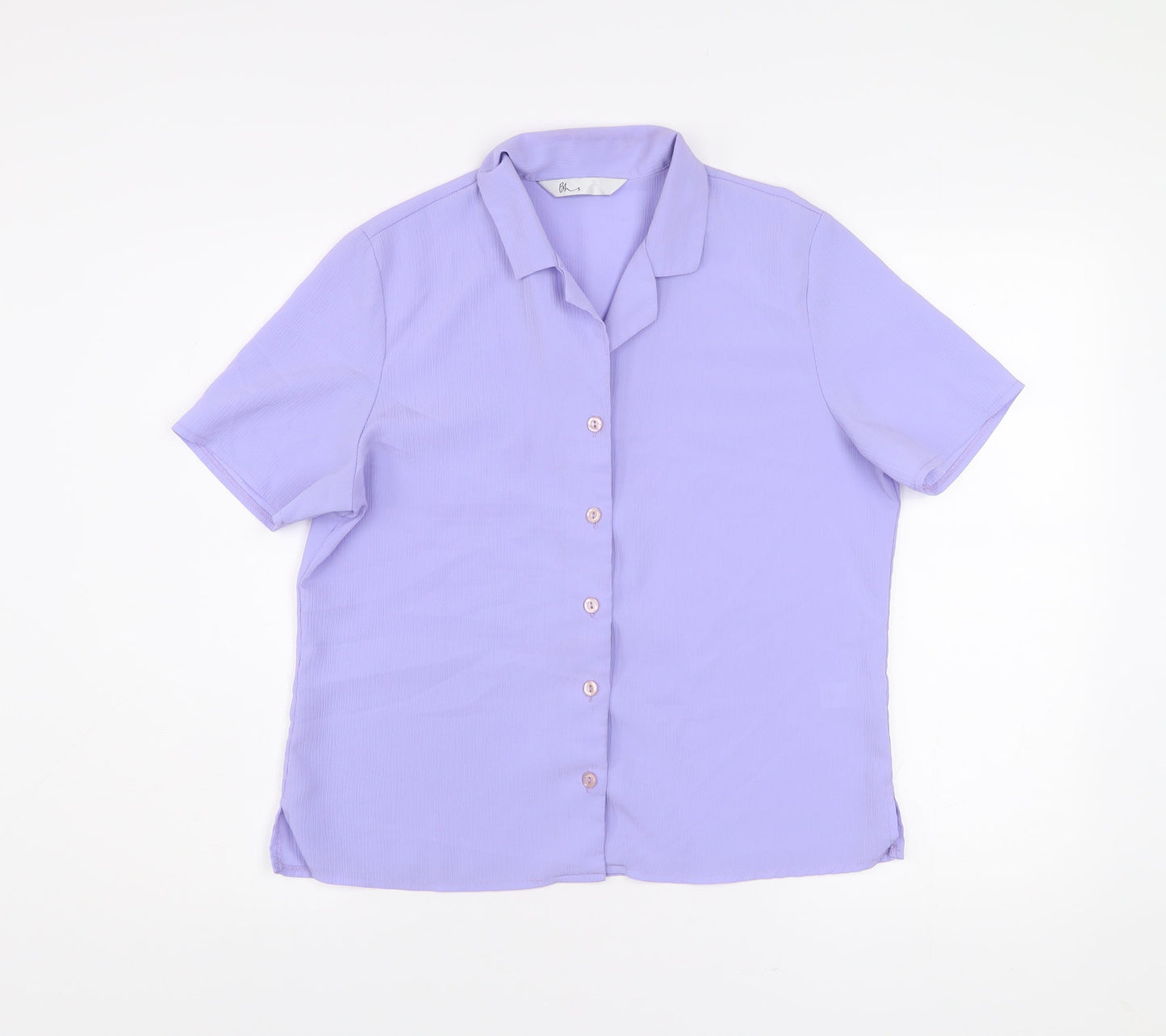 BHS Women’s Purple Short Sleeve Button-Up Blouse Size 14