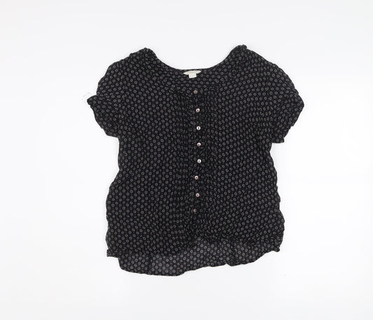 Monsoon Womens Black Viscose Blouse Size 14 Tunic Work Casual