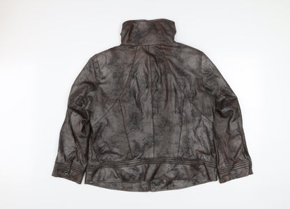 Bianca Womens Brown Polyester Mid-Length Zip Jacket Size 20