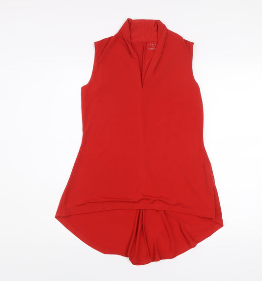 Grace Womens Red Sleeveless Tunic Blouse Top Size S V-Neck