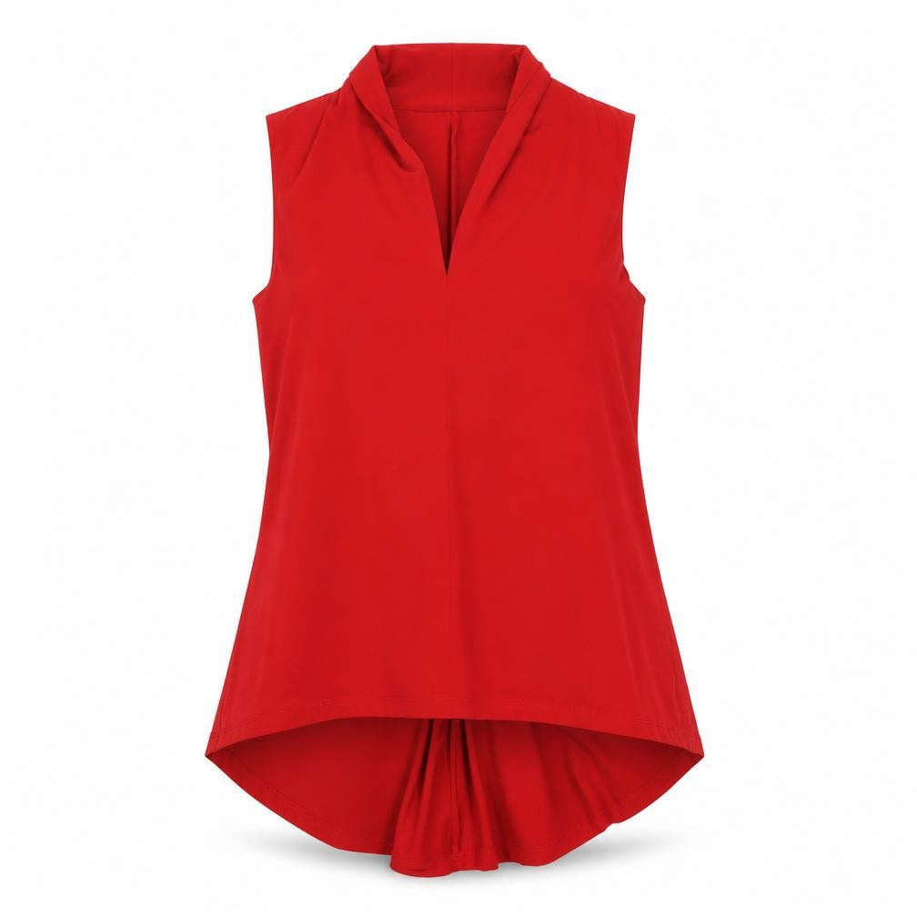 Grace Womens Red Sleeveless Tunic Blouse Top Size S V-Neck