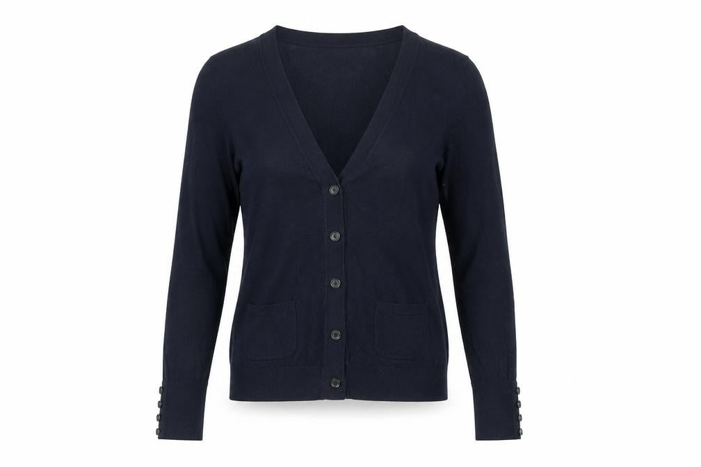 Ann Taylor Loft Womens Blue Cardigan Small V-Neck Knit Cotton Modal