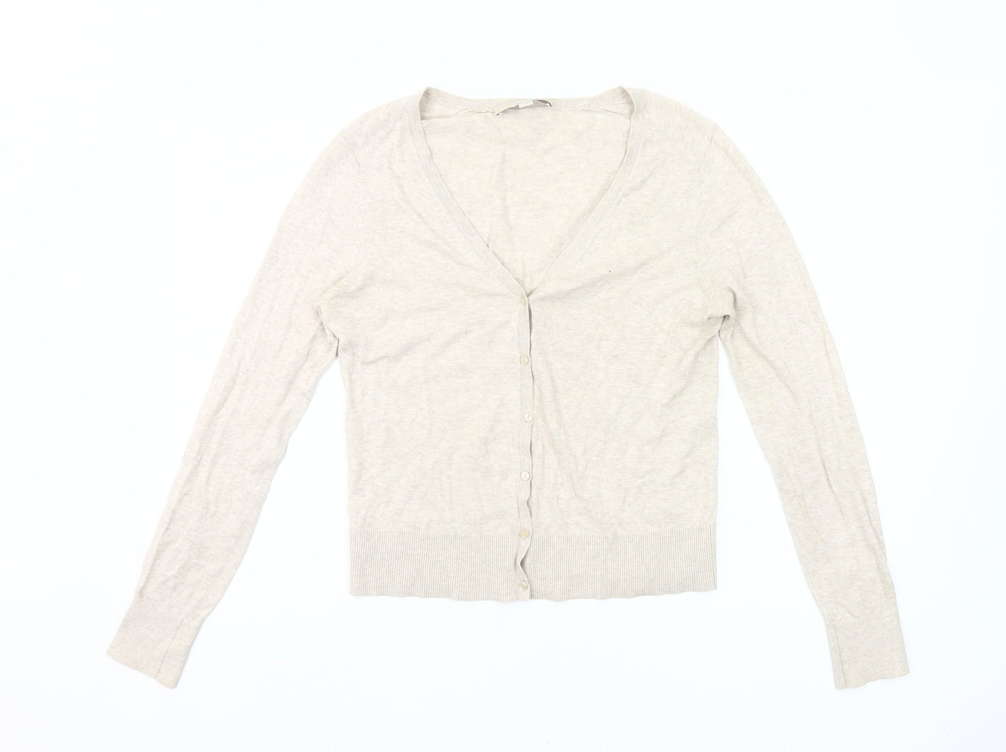 LOFT Women’s Beige Cotton Cardigan Small V-Neck Long Sleeve