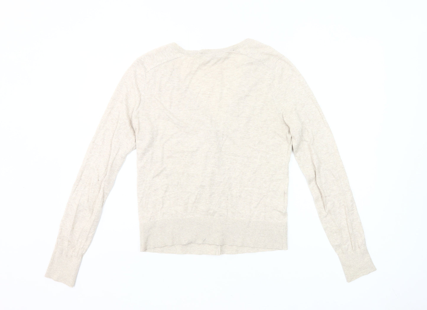 LOFT Women’s Beige Cotton Cardigan Small V-Neck Long Sleeve