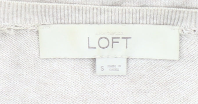 LOFT Women’s Beige Cotton Cardigan Small V-Neck Long Sleeve