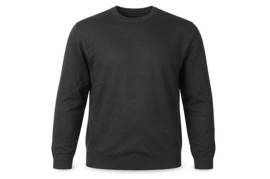 Front view of Atlantic Bay Men's Black M Pullover Crew Neck Jumper Acrylic Knit