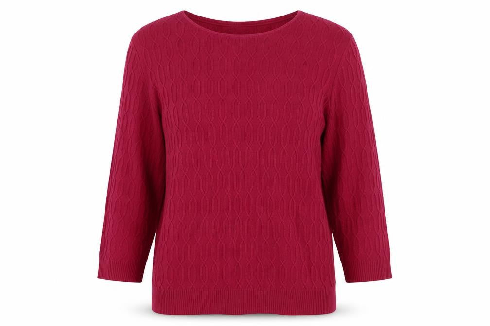 Country Casuals Womens Red Cotton Cable Knit Pullover Jumper Size L
