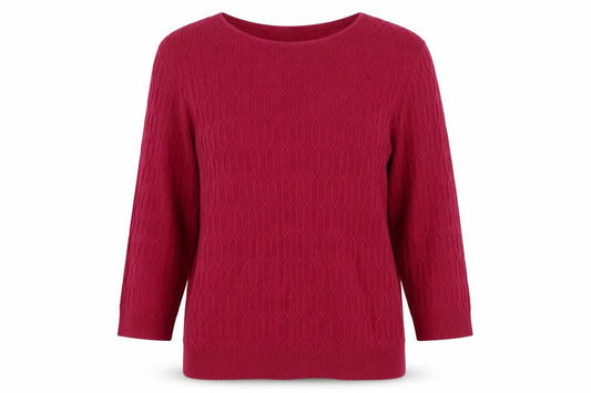 Country Casuals Womens Red Cotton Cable Knit Pullover Jumper Size L