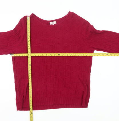 Country Casuals Womens Red Cotton Cable Knit Pullover Jumper Size L