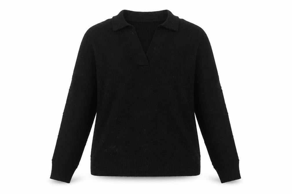 Klass Women's Black Collared Pullover Jumper Size L Long Sleeve