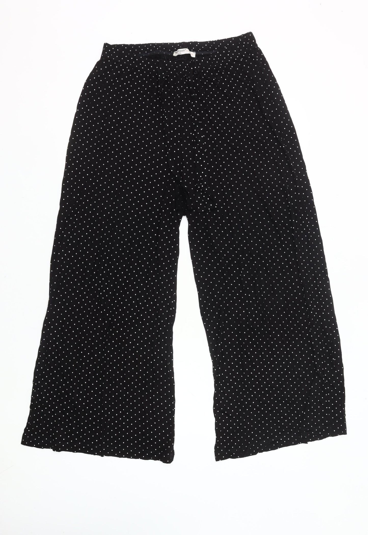 Bergos Collection Women’s Black Polka Dot Wide Leg Trousers 2XL
