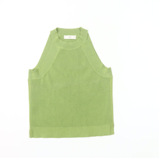 MNG Womens Green Knit High Neck Sleeveless Tank Top Size 8